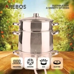 AREBOS Presse Fruits Extracteur Vapeur Presse-agrumes Cuiseur Vapeur Extracteur De Jus Ø 26cm -Cuisine Fournitures Magasin 1200x1200 492