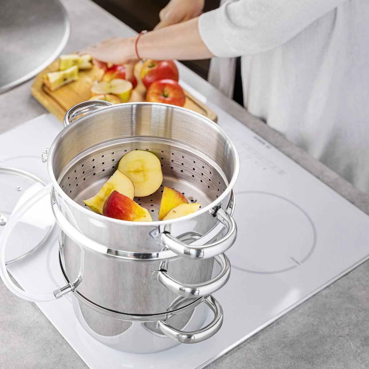 Presse-agrumes Professionnel 6 Pièces Florina / Presse-agrumes Lent Et Cuiseur Vapeur Pour La Cuisinière 8L - Presse-agrumes - Casserole à Jus - Presse-agrumes - Extracteur De Vapeur - Presse-fruits - Acier Inoxydable 4 Presse-agrumes Professionnel 6 Pièces Florina / Presse-agrumes Lent Et Cuiseur Vapeur Pour La Cuisinière 8L - Presse-agrumes - Casserole à Jus - Presse-agrumes - Extracteur De Vapeur - Presse-fruits - Acier Inoxydable – Image 4