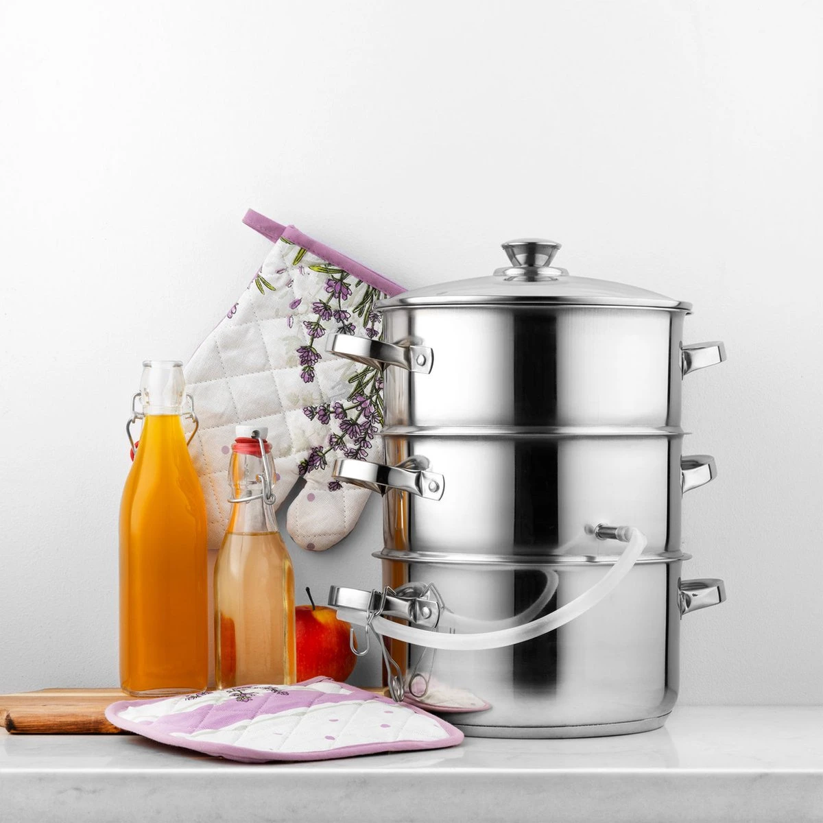 Presse-agrumes Professionnel 6 Pièces Florina / Presse-agrumes Lent Et Cuiseur Vapeur Pour La Cuisinière 8L - Presse-agrumes - Casserole à Jus - Presse-agrumes - Extracteur De Vapeur - Presse-fruits - Acier Inoxydable 5 Presse-agrumes Professionnel 6 Pièces Florina / Presse-agrumes Lent Et Cuiseur Vapeur Pour La Cuisinière 8L - Presse-agrumes - Casserole à Jus - Presse-agrumes - Extracteur De Vapeur - Presse-fruits - Acier Inoxydable – Image 5