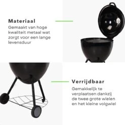 BBQ à Charbon De Bois Cheqo® Luxe XXL - Ø 56,5 Cm - Surface De La Grille 49 Cm - Grille De Ventilation En Acier Inoxydable - Hauteur 97 Cm - Poids 14,6 Kg - Mobile - Barbecue -Cuisine Fournitures Magasin 1200x1200 5