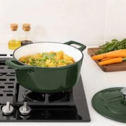 Cocotte En Fonte Navaris Avec Couvercle - Navaris émaillée - Convient à La Cuisson Induction, Gaz Et Vitrocéramique - Vert -Cuisine Fournitures Magasin 1200x1200 516