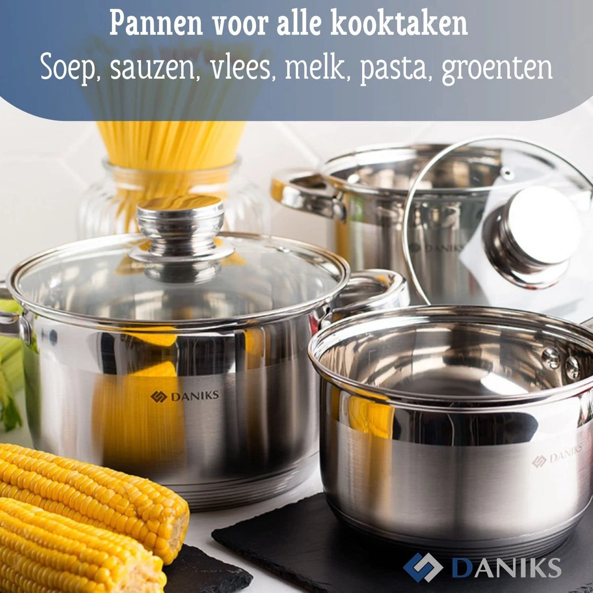 Ensemble De Casseroles Standard En Acier Inoxydable | Couvercle En Verre | Désignation De La Taille Interne | Induction 2 Ensemble De Casseroles Standard En Acier Inoxydable | Couvercle En Verre | Désignation De La Taille Interne | Induction – Image 2