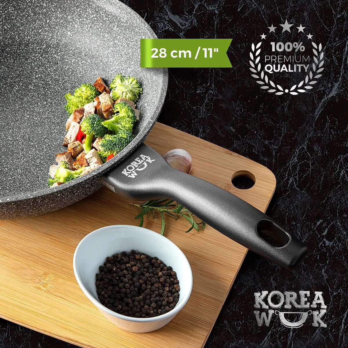 Poêle à Frire Premium Avec Revêtement Antiadhésif Korea Wok, Garantie Premium 5 Ans, Passe Au Lave-vaisselle | Convient à Toutes Les Sources De Chaleur : Induction, Gaz, électrique, Céramique Et Halogène | (wok 28cm) 3 Poêle à Frire Premium Avec Revêtement Antiadhésif Korea Wok, Garantie Premium 5 Ans, Passe Au Lave-vaisselle | Convient à Toutes Les Sources De Chaleur : Induction, Gaz, électrique, Céramique Et Halogène | (wok 28cm) – Image 3