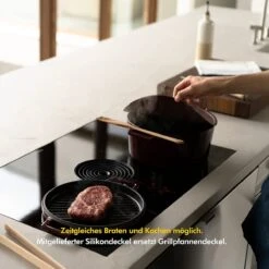 KIVY Faitout En Fonte émaillée Avec Couvercle Grill + Couvercle En Silicone [5,2 L - 26 Cm] - Pour Tous Feux Et Induction - Plat à Rôtir Cocotte En Fonte Avec Couvercle Allant Au Four - Cocotte En Fonte -Cuisine Fournitures Magasin 1200x1200 610