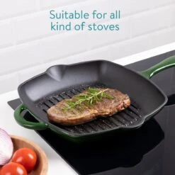 Poêle à Griller En Fonte Navaris 28 Cm - Poêle Professionnelle Avec Revêtement Antiadhésif - Pour Rôtir Et Griller De La Viande, Du Poisson Et Des Légumes Sur N'importe Quelle Cuisinière -Cuisine Fournitures Magasin 1200x1200 612