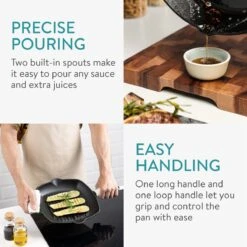 Poêle à Griller En Fonte Navaris 28 Cm - Poêle Professionnelle Avec Revêtement Antiadhésif - Pour Rôtir Et Griller De La Viande, Du Poisson Et Des Légumes Sur N'importe Quelle Cuisinière -Cuisine Fournitures Magasin 1200x1200 614