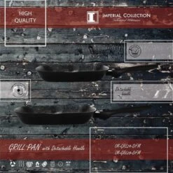 Imperial Collection: Poêle à Griller En Fonte Avec Revêtement En Marbre - ⌀ 28 Cm - Poignée Amovible - Pan Sans Couvercle - Poêle à Griller à Induction - Sans PFOA / PLOMB -Cuisine Fournitures Magasin 1200x1200 616