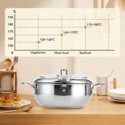 Friteuse En Acier Inoxydable Avec Thermomètre - 3,2 L - Égouttoir à Huile Et Couvercle - Friteuse De Style Japonais - Friteuse Tempura Pour Tempura - Frites - Steak De Poulet -Cuisine Fournitures Magasin 1200x1200 644