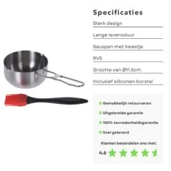 Cheqo® Acier Inoxydable BBQ Casserole - Casserole Pour Barbecue - Casserole Avec Brosse - ø11.5cm - Brosse En Siliconen -Cuisine Fournitures Magasin 1200x1200 681