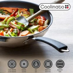 Pan Coolinato 26 Cm En Acier Inoxydable Avec Revêtement Wok, Wok Pour Induction à Gaz Vitrocéramique Et Four, Passe Au Lave-vaisselle -Cuisine Fournitures Magasin 1200x1200 688