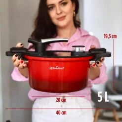 Rosmarino - Autocuiseur Avec Couvercle En Verre - Noir - Ø24cm - 5 Litres - 100% Sans PFAS & PFOA - Aluminium - Autocuiseur - Revêtement Minéral Antiadhésif - Poignées Ergonomiques - Convient à Toutes Les Sources De Chaleur -Cuisine Fournitures Magasin 1200x1200 700