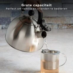 Cheqo® Bouilloire Sifflante En Acier Inoxydable 2,5 L - Bouilloire Chauffante - Bouilloire - Diamètre 19 Cm, Hauteur 12 Cm - Gaz, électrique, Céramique Et Halogène -Cuisine Fournitures Magasin 1200x1200 745