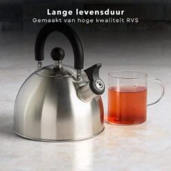 Cheqo® Bouilloire Sifflante En Acier Inoxydable 2,5 L - Bouilloire Chauffante - Bouilloire - Diamètre 19 Cm, Hauteur 12 Cm - Gaz, électrique, Céramique Et Halogène -Cuisine Fournitures Magasin 1200x1200 746