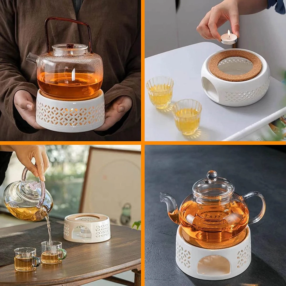 Chauffe-thé En Céramique / Ragoût Pour Théière Ragoût Pour Théière - Chauffe-thé, Chauffe-café Tasse Pour Théière, Chauffage Et Conservation Du Café, Du Thé Ou Du Lait 3 Chauffe-thé En Céramique / Ragoût Pour Théière Ragoût Pour Théière - Chauffe-thé, Chauffe-café Tasse Pour Théière, Chauffage Et Conservation Du Café, Du Thé Ou Du Lait – Image 3