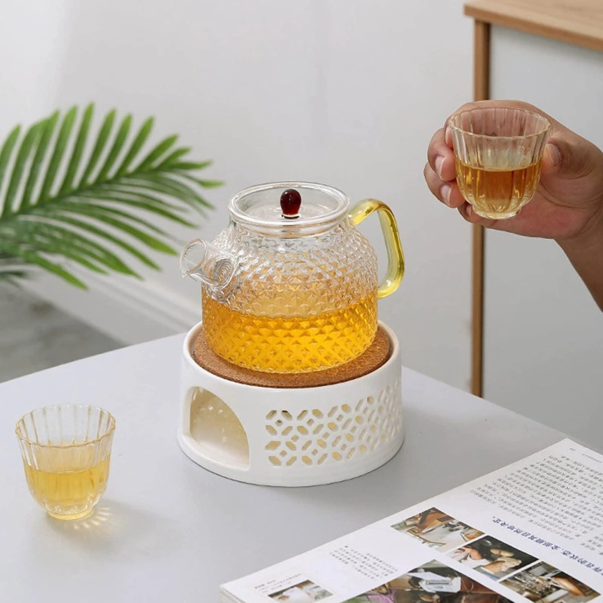 Chauffe-thé En Céramique / Ragoût Pour Théière Ragoût Pour Théière - Chauffe-thé, Chauffe-café Tasse Pour Théière, Chauffage Et Conservation Du Café, Du Thé Ou Du Lait 7 Chauffe-thé En Céramique / Ragoût Pour Théière Ragoût Pour Théière - Chauffe-thé, Chauffe-café Tasse Pour Théière, Chauffage Et Conservation Du Café, Du Thé Ou Du Lait – Image 7