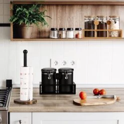 Boîte à Café Hermétique Avec Support, Noir 1850 Ml X 2 Récipients à Café En Acier Inoxydable, Stockage De Grains De Café Avec Cuillère Pour Grains De Café, Poudre De Café, Thé, Noix Et Cacao -Cuisine Fournitures Magasin 1200x1200 790