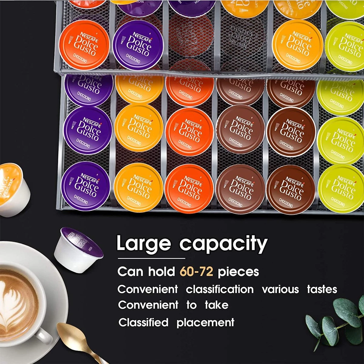 Porte-capsules Masthome Café Avec Tiroir Pour Capsules Dolce Gusto, Pour 72 Dosettes De Café, 1 Chiffon De Nettoyage Inclus 5 Porte-capsules Masthome Café Avec Tiroir Pour Capsules Dolce Gusto, Pour 72 Dosettes De Café, 1 Chiffon De Nettoyage Inclus – Image 5