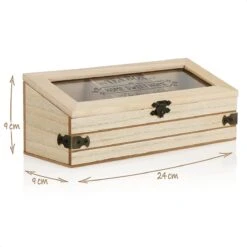 COM-FOUR® Boîte De Rangement Pour Sachets De Thé Rustique - Boîte à Thé De Style Campagnard Avec 3 Compartiments Et Fenêtre De Visualisation - Boîte à Thé - Stockage De Thé - Boîte à Sachets De Thé (3 Compartiments) -Cuisine Fournitures Magasin 1200x1200 833