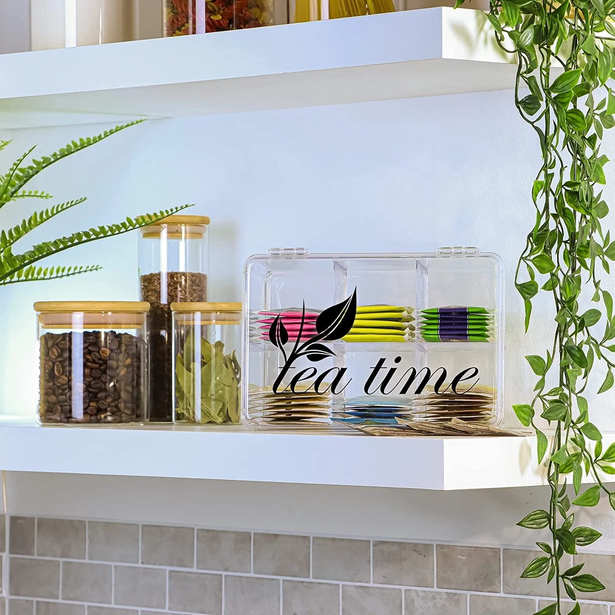 2x Boîte De Rangement Pour Thé Et Sachets De Thé - Boîte à Thé En Plastique Transparent Avec 6 Compartiments - Boîte à Thé Pour Le Stockage Du Thé 2 2x Boîte De Rangement Pour Thé Et Sachets De Thé - Boîte à Thé En Plastique Transparent Avec 6 Compartiments - Boîte à Thé Pour Le Stockage Du Thé – Image 2