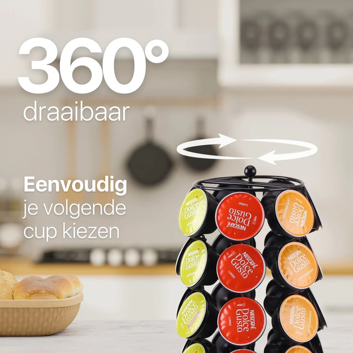 Porte-capsule LaCardia - Porte- Porte-capsules Dolce Gusto - 35 Tasses - Rotatif - Porte-gobelet à Café - Zwart 2 Porte-capsule LaCardia - Porte- Porte-capsules Dolce Gusto - 35 Tasses - Rotatif - Porte-gobelet à Café - Zwart – Image 2