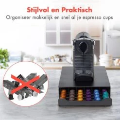 Porte-capsule KitchenBrothers Avec Un Tiroir - Support à Capsules Et Pads De Café Expresso - 60 Capsules - Acier Inoxydable - Noir -Cuisine Fournitures Magasin 1200x1200 933