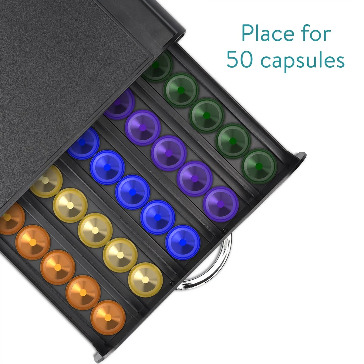 Porte-capsule Expresso Navaris Avec Tiroir - Porte-gobelet à Café Avec Tiroir - Boîte De Opbergbox Adaptée Aux Tasses Nespresso - 50 Tasses à Café - Zwart 2 Porte-capsule Expresso Navaris Avec Tiroir - Porte-gobelet à Café Avec Tiroir - Boîte De Opbergbox Adaptée Aux Tasses Nespresso - 50 Tasses à Café - Zwart – Image 2