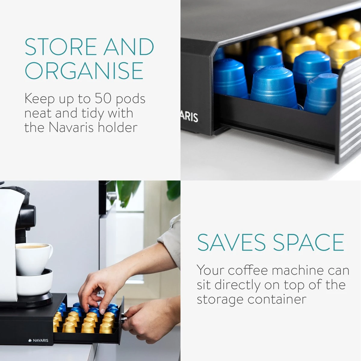 Porte-capsule Expresso Navaris Avec Tiroir - Porte-gobelet à Café Avec Tiroir - Boîte De Opbergbox Adaptée Aux Tasses Nespresso - 50 Tasses à Café - Zwart 5 Porte-capsule Expresso Navaris Avec Tiroir - Porte-gobelet à Café Avec Tiroir - Boîte De Opbergbox Adaptée Aux Tasses Nespresso - 50 Tasses à Café - Zwart – Image 5