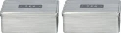 Set De 2x Boîtes à Thé Rectangulaires En Argent 18 X 11 Cm - Boîtes De Rangement / Boîtes à Thé En Argent - Tambours à Thé