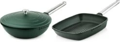 Batterie De Cuisine Westinghouse - Série Performance Poêle Wok 28 Cm + Poêle Grill 28 Cm - Vert
