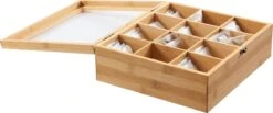 ACAZA Tea Box Bamboe - Boîte De Rangement à Thé Avec Couvercle Transparent - 12 Compartiments - Bois De Bamboe -Cuisine Fournitures Magasin 1200x501 1