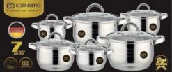 Edënbërg Classic Line - Batterie De Cuisine De Luxe En Acier Inoxydable 12 Pièces - Equipé D'un Fond à 7 Couches! -Cuisine Fournitures Magasin 1200x501