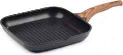 Rosmarino Black Line - Poêle à Griller - 28cm - 100% Sans PFAS & PFOA - Fonte D'aluminium - Revêtement Minéral Antiadhésif - Poignée Ergonomique - Convient à Tous Feux & Lave-vaisselle