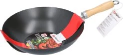 Alpina Poêle Wok 30cm - Manche Bois - Revêtement Antiadhésif - Steelwok - Manche Bois - Antiadhésif - Convient Pour - Gaz - Electrique - Halogène - Céramique