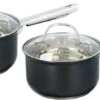 Alpina Set De 2 Casseroles Avec Couvercle Transparent - 1,5 Litre - Inox - 9,5 X 16 X 32 Cm - Toutes Sources De Chaleur