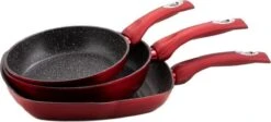 Edënbërg Red Line - Casseroles De Luxe - Set - 2 X Poêle à Frire Surélevée + Poêle à Griller - Revêtement Antiadhésif 3 Couches - Rouge