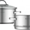 Set De 3 Pièces De Casseroles à Vapeur De Luxe - Cuiseur Vapeur En Acier Inoxydable Brillant 18/10 - Kassel ALICE 20 X 10 Cm / 3,2 L - CHROME