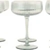 Coupes à Champagne Orange85 - 6 Pièces - Relief - Nervuré - Verre Fumé - Grijs - Flûtes à Champagne - Martini - Verres à Cocktail