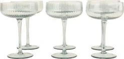 Coupes à Champagne Orange85 - 6 Pièces - Relief - Nervuré - Verre Fumé - Grijs - Flûtes à Champagne - Martini - Verres à Cocktail