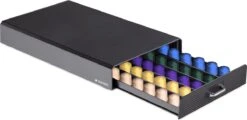 Porte-capsule Expresso Navaris Avec Tiroir - Porte-gobelet à Café Avec Tiroir - Boîte De Opbergbox Adaptée Aux Tasses Nespresso - 50 Tasses à Café - Zwart