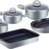 Ensemble De Casseroles En Marbre Herzberg En Aluminium 10 Pièces - Convient à L'induction - Argent