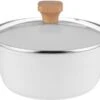 Casserole Florina Aspen Limited Edition Avec Revêtement Céramique 3 Couches Et Couvercle En Verre - 28cm - 5L - Blanc Métallisé - Manche En Bois - Convient à Tous Feux, Y Compris électrique