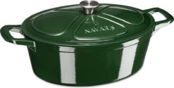 Cocotte En Fonte Navaris Avec Couvercle - Faitout - Poêle émaillée - Convient Pour La Cuisson à Induction, Gaz Et électrique - Ovale - Vert Foncé -Cuisine Fournitures Magasin 1200x606