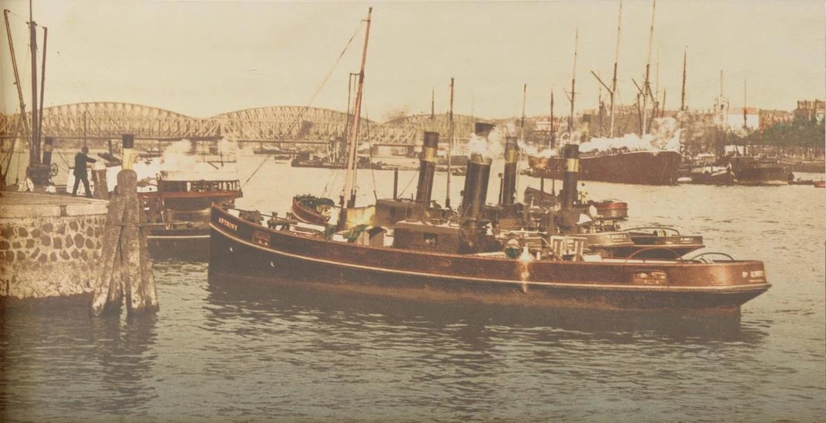 Boîte à Vin - Old Cityscape Rotterdam - Steamboat And Bridge Over Maas - Tirage Photo Ancien Sur Boîte En Bois - 19x36 Cm 3 Boîte à Vin - Old Cityscape Rotterdam - Steamboat And Bridge Over Maas - Tirage Photo Ancien Sur Boîte En Bois - 19x36 Cm – Image 3