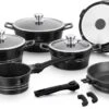 Herenthal - Set Set Pan Induction 14 Pièces - Batteries De Cuisine - Couvercle En Verres - Avec Poignée Amovible - Revêtement Anti-adhésif - SPFA Sans - Qualité Allemande - HTCES2014M