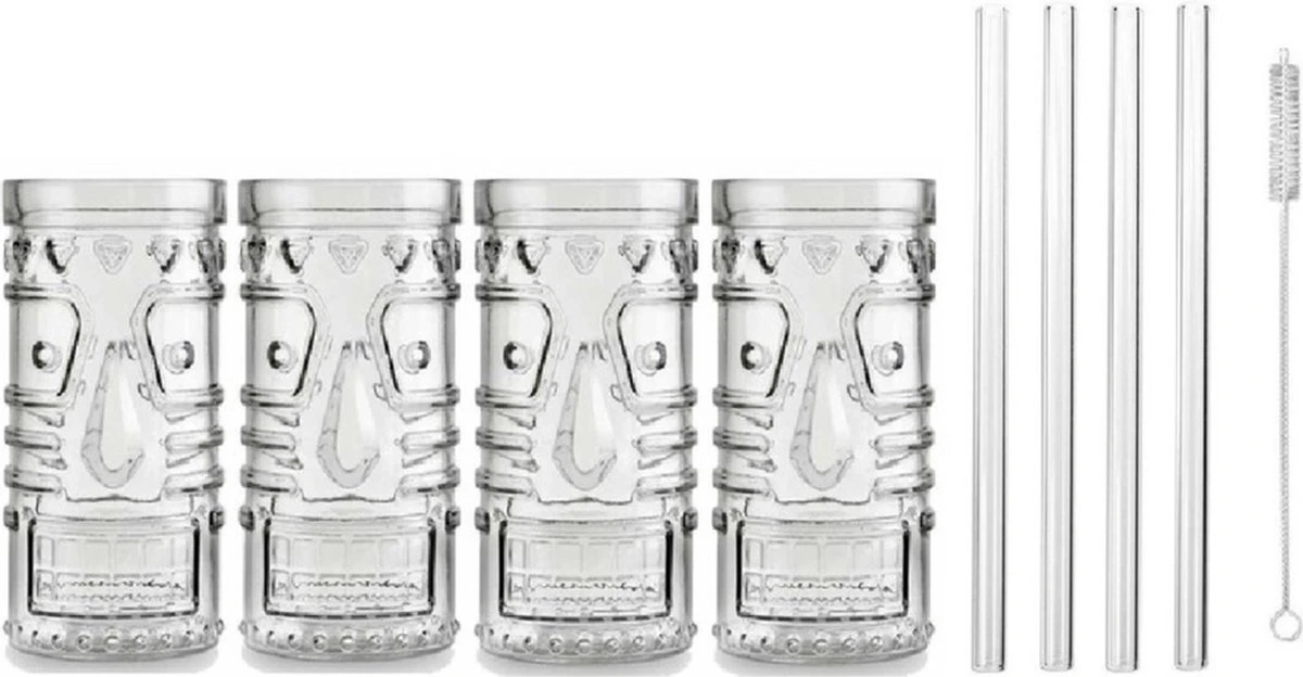 4x Verres à Verres à Cocktail / Verres Mai Tai Transparents 490 Ml - Y Compris 4x Pailles En Verre Réutilisables 1 4x Verres à Verres à Cocktail / Verres Mai Tai Transparents 490 Ml - Y Compris 4x Pailles En Verre Réutilisables