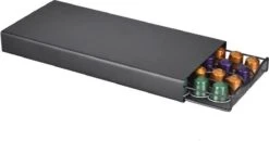 TDR - Porte-capsule Avec Tiroir - Convient Pour Nespresso - Porte-tasses à Café Expresso - 40 Capsules - Acier Inoxydable - Zwart -Cuisine Fournitures Magasin 1200x634 1