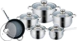 Batterie De Cuisine Royal Swiss 12 Pièces En Acier Inoxydable Avec Une Qualité De Fonction Spéciale Adaptée à Tous Les Incendies