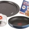 CHEFCLUB BY TEFAL G805S304 Food & The Gang : Poêle à Frire 24cm + Hachoir Manuel 5sec 500ml + Assiette à Pizza 34cm + Livret De Recettes.