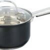 Alpina Casserole Avec Couvercle Transparent - 1,5 Litre - Acier Inoxydable - 9,5 X 16 X 32 Cm - Toutes Sources De Chaleur - Casseroles Noires - Matériel De Cuisine / Cuisine