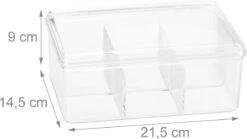 Relaxdays 8 X Boîte à Thé Transparent - Boîte à Thé 6 Compartiments - Organisateur De Sachets De Thé - Rectangle -Cuisine Fournitures Magasin 1200x677 2